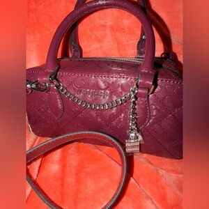 Guess Burgundy Satchel with Chain Accent NWT
